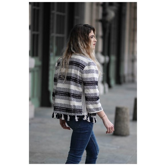 Deby Debo Pom Pom Tassel Jacket Sweater Cardigan Large - Picture 9 of 12